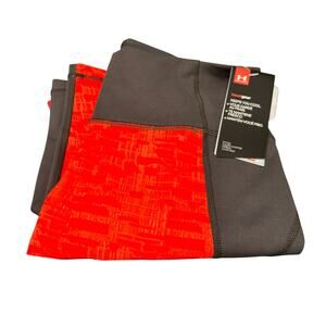 Under armour Leggings Womens Medium 27" Inseam Gray Red HeatGear Activewear NEW